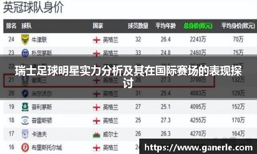 瑞士足球明星实力分析及其在国际赛场的表现探讨